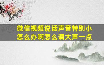 微信视频说话声音特别小怎么办啊怎么调大声一点