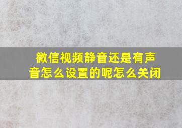 微信视频静音还是有声音怎么设置的呢怎么关闭