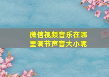 微信视频音乐在哪里调节声音大小呢