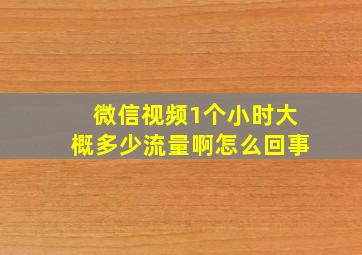 微信视频1个小时大概多少流量啊怎么回事