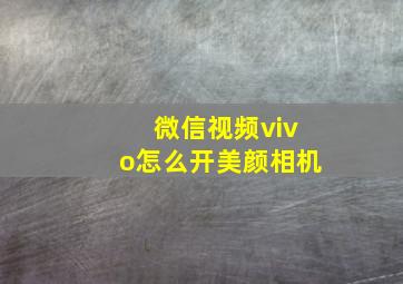 微信视频vivo怎么开美颜相机