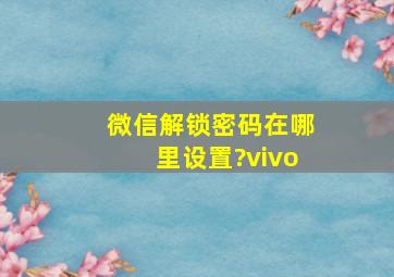 微信解锁密码在哪里设置?vivo