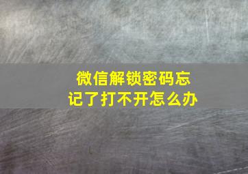 微信解锁密码忘记了打不开怎么办