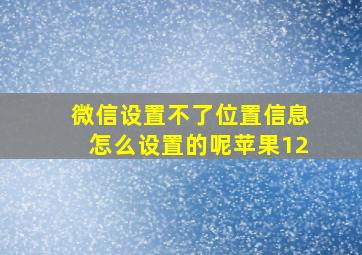 微信设置不了位置信息怎么设置的呢苹果12