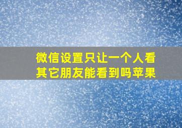 微信设置只让一个人看其它朋友能看到吗苹果