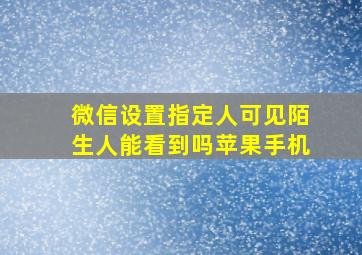 微信设置指定人可见陌生人能看到吗苹果手机