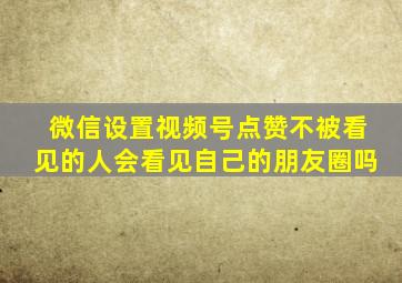 微信设置视频号点赞不被看见的人会看见自己的朋友圈吗