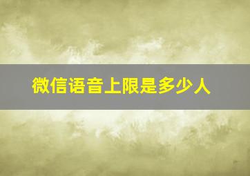 微信语音上限是多少人