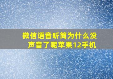 微信语音听筒为什么没声音了呢苹果12手机