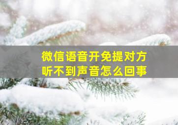 微信语音开免提对方听不到声音怎么回事