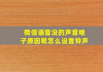 微信语音没的声音啥子原因呢怎么设置铃声