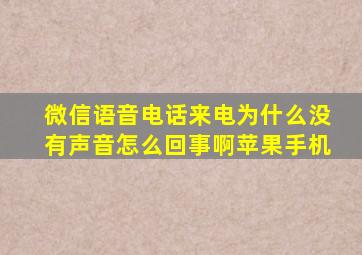 微信语音电话来电为什么没有声音怎么回事啊苹果手机