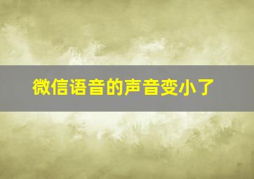 微信语音的声音变小了