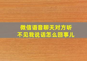 微信语音聊天对方听不见我说话怎么回事儿