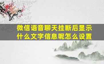 微信语音聊天挂断后显示什么文字信息呢怎么设置