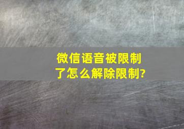 微信语音被限制了怎么解除限制?