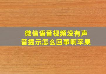 微信语音视频没有声音提示怎么回事啊苹果