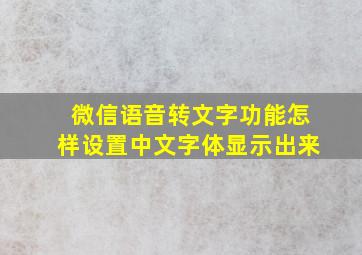 微信语音转文字功能怎样设置中文字体显示出来