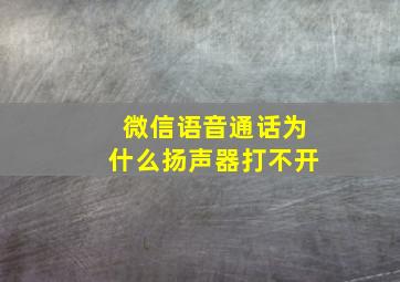 微信语音通话为什么扬声器打不开