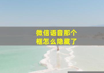 微信语音那个框怎么隐藏了