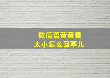 微信语音音量太小怎么回事儿