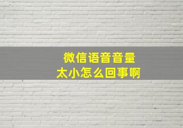 微信语音音量太小怎么回事啊