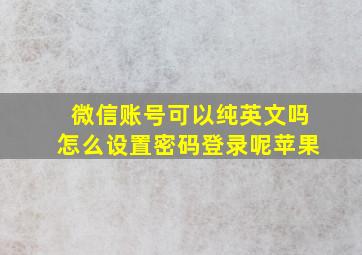 微信账号可以纯英文吗怎么设置密码登录呢苹果