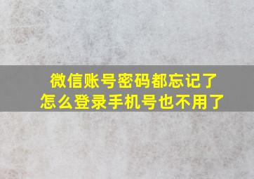 微信账号密码都忘记了怎么登录手机号也不用了