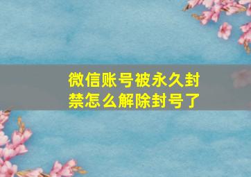 微信账号被永久封禁怎么解除封号了