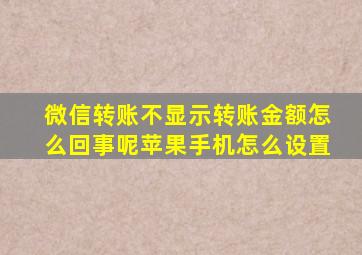 微信转账不显示转账金额怎么回事呢苹果手机怎么设置