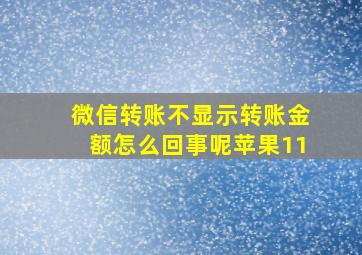 微信转账不显示转账金额怎么回事呢苹果11