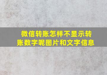 微信转账怎样不显示转账数字呢图片和文字信息