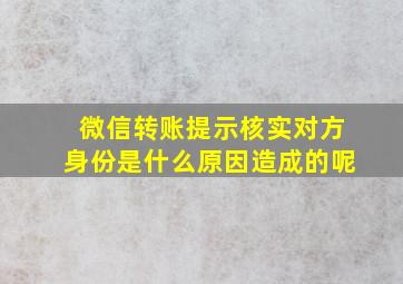 微信转账提示核实对方身份是什么原因造成的呢