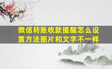 微信转账收款提醒怎么设置方法图片和文字不一样