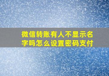 微信转账有人不显示名字吗怎么设置密码支付