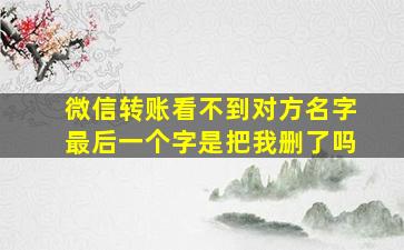 微信转账看不到对方名字最后一个字是把我删了吗