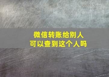 微信转账给别人可以查到这个人吗