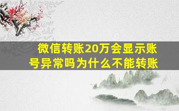 微信转账20万会显示账号异常吗为什么不能转账