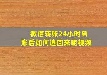 微信转账24小时到账后如何追回来呢视频