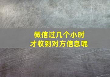 微信过几个小时才收到对方信息呢