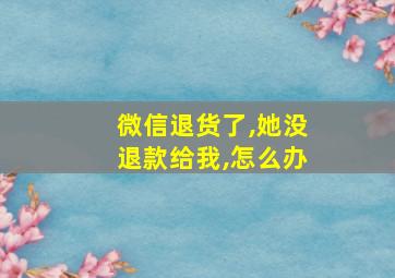 微信退货了,她没退款给我,怎么办