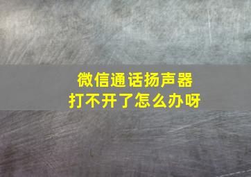 微信通话扬声器打不开了怎么办呀