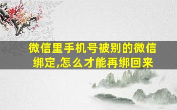 微信里手机号被别的微信绑定,怎么才能再绑回来