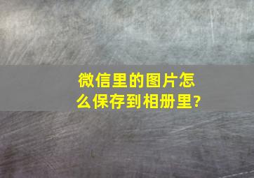 微信里的图片怎么保存到相册里?