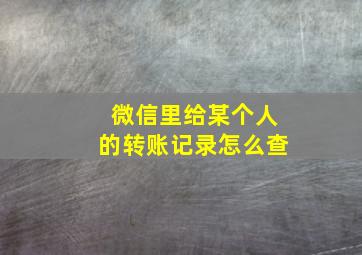 微信里给某个人的转账记录怎么查