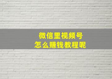 微信里视频号怎么赚钱教程呢