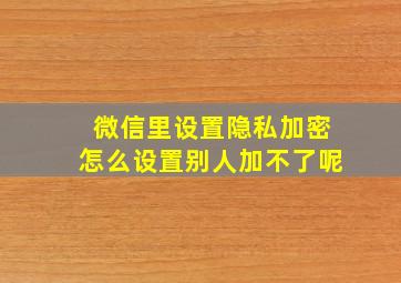 微信里设置隐私加密怎么设置别人加不了呢