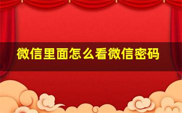 微信里面怎么看微信密码