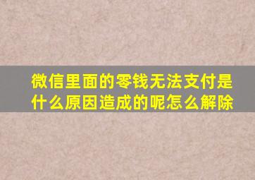 微信里面的零钱无法支付是什么原因造成的呢怎么解除