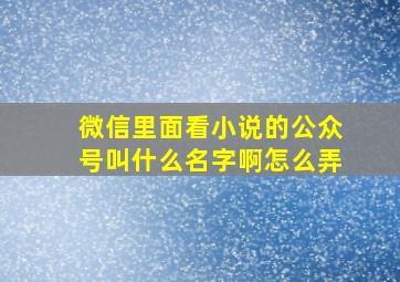 微信里面看小说的公众号叫什么名字啊怎么弄